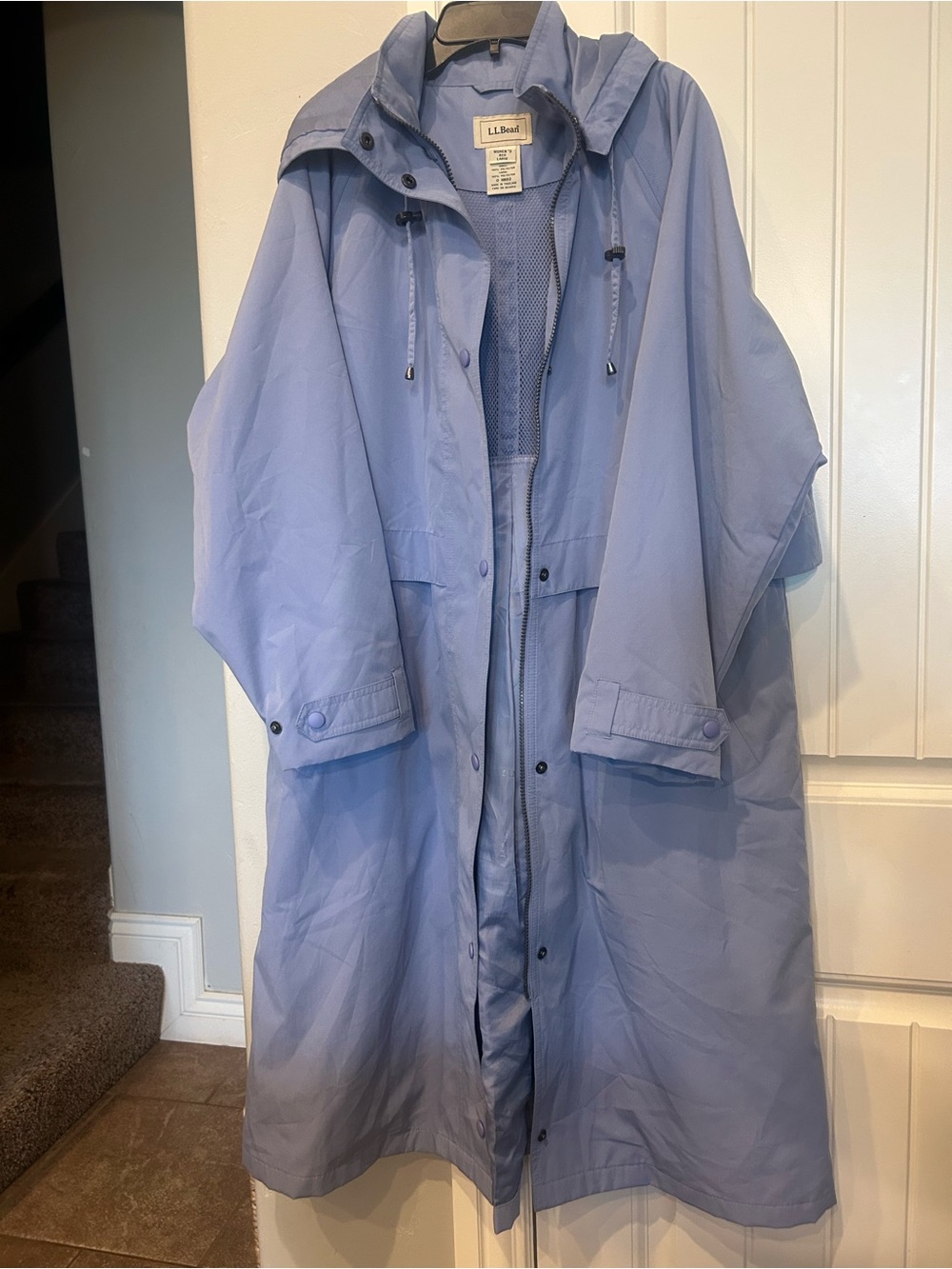 L.L. Bean Lilac Hooded Trench Coat - Picture 9 of 9